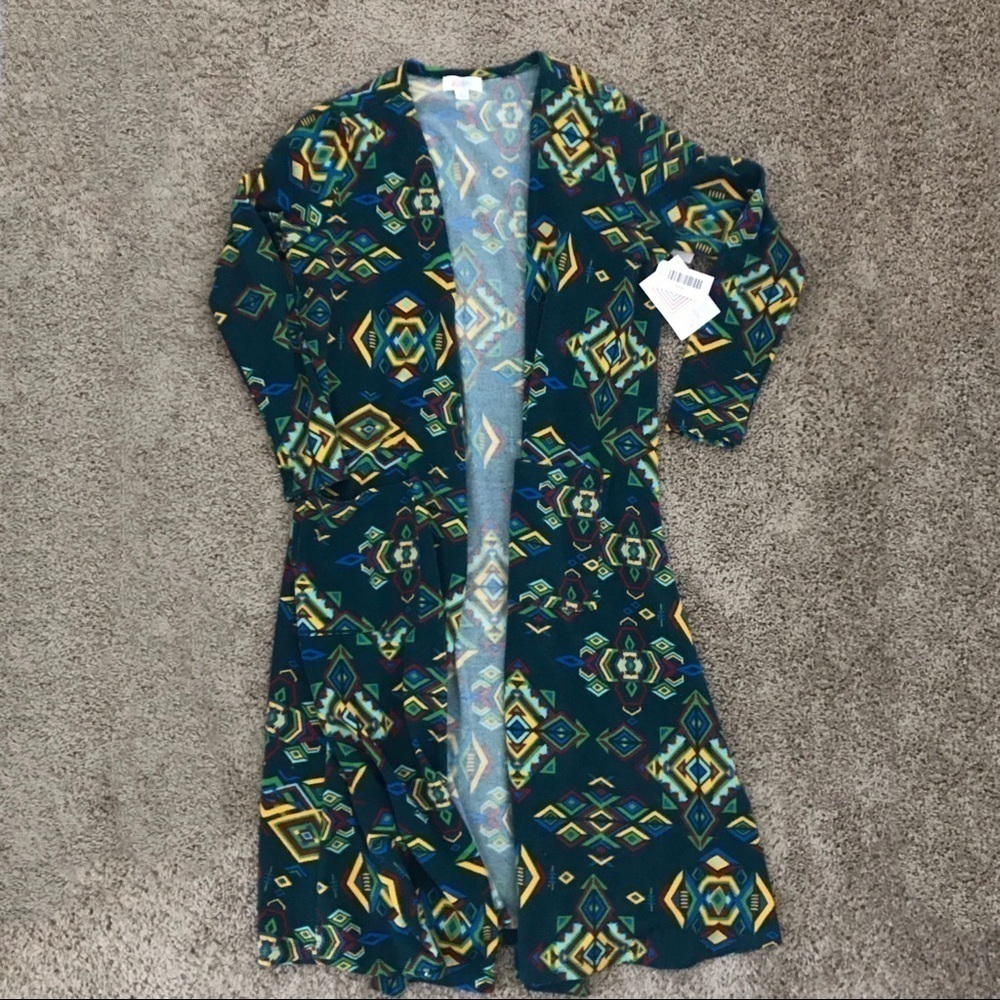 Lularoe | Women's Sarah Open Front Longline Cozy Aztec Sweater Cardigan Large
